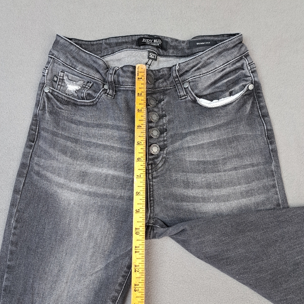 Judy Blue Jean Women Size 27 Distressed Skinny Fit Stretch Charcoal‎ Gray EUC - Picture 7 of 15